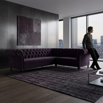 Modern Chesterfield Ecksofa Eckcouch Designer Sofa Couch Samt Ledersofa
