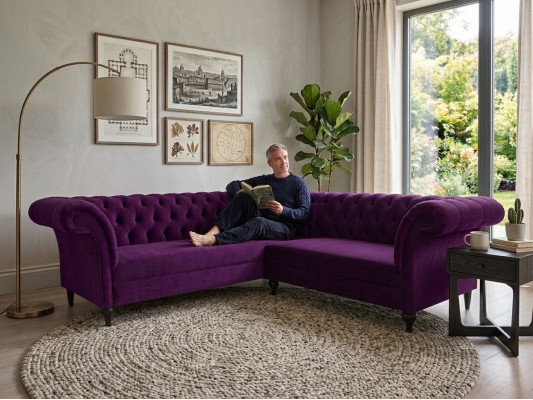 Chesterfield Ecksofa Eckcouch Designer Sofa Couch Samt Ledersofa