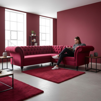 Modern Chesterfield Ecksofa Eckcouch Designer Sofa Couch Samt Ledersofa