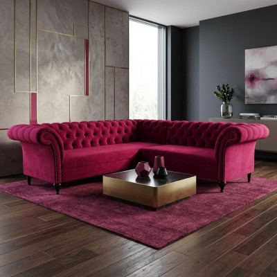 Modern Chesterfield Ecksofa Eckcouch Designer Sofa Couch Samt Ledersofa