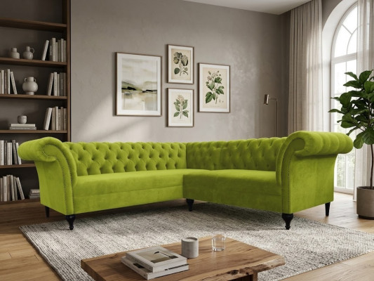 Chesterfield Ecksofa Eckcouch Designer Sofa Couch Samt Ledersofa SLIII Sofa №96
