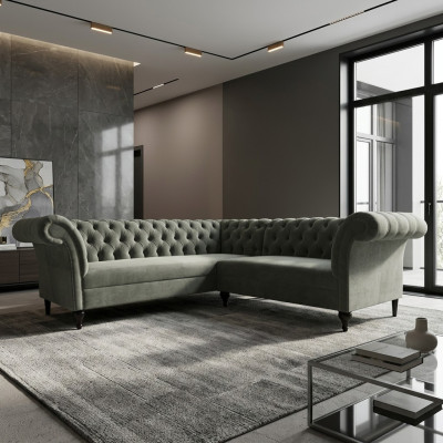 Chesterfield Ecksofa Eckcouch Designer Sofa Couch Samt Ledersofa SLIII Sofa №97