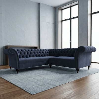 Chesterfield Ecksofa Eckcouch Designer Sofa Couch Samt Ledersofa SLIII Sofa №98