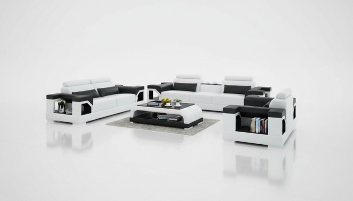 Ledersofa Couch Wohnlandschaft 3+2+1 Sitzer Modern Garnitur Design Sofa