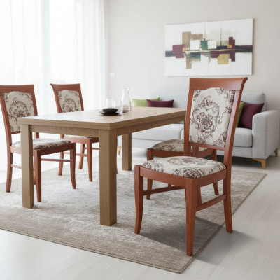 MASSIVHOLZ STUHL ESSZIMMERSTUHL DESIGNER LEDER KLASSISCH DEKO STUHL HOLZ