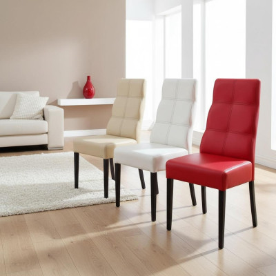 MASSIVHOLZ HOLZ STUHL MODERN LEDER DESIGNER ESSZIMMERSTUHL KÜCHE DEKORATIVE