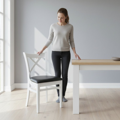 MASSIVHOLZ HOLZ STUHL MODERN DESIGNER SILBER ESSZIMMERSTUHL KÜCHE DEKORATIVE