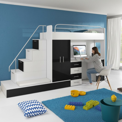 Jugendzimmer Bett Doppelstockbett Etagenbett Schreibtisch Kleiderschrank RAJ 5S