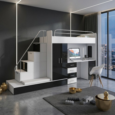 Jugendzimmer Bett Doppelstockbett Etagenbett Schreibtisch Kleiderschrank RAJ 5S