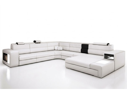 Ecksofa Sofa Couch Polster Design Garnitur Textil Leder Wohnlandschaft