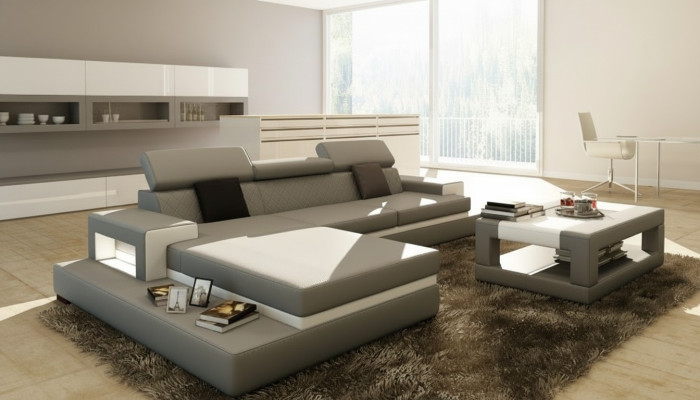 Ecksofa Polster Couch Sofa Wohnlandschaft Garnitur Sitz Eck Textil Leder