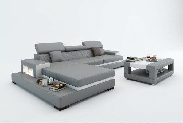 Ecksofa Polster Couch Sofa Wohnlandschaft Garnitur Sitz Eck Textil Leder
