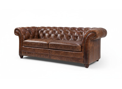 Chesterfield 100% Echtes Leder Ledersofa Sofa Couch Polster Klassische Couchen
