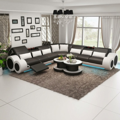 Ledersofa Couch Wohnlandschaft Ecksofa Eck Garnitur Design Modern Sofa G8035C