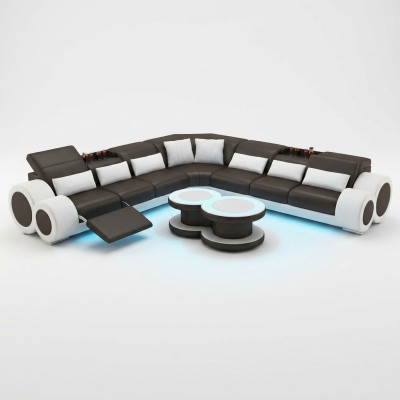 Ledersofa Couch Wohnlandschaft Ecksofa Eck Garnitur Design Modern Sofa G8035C