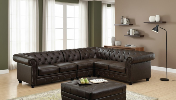 Chesterfield Ecksofa Sofa Couch Ledersofa Polster Eck Couch Garnitur Design #336