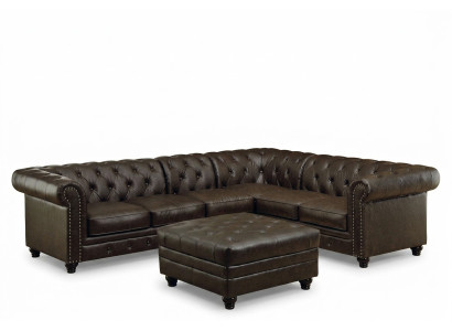 Chesterfield Ecksofa Sofa Couch Ledersofa Polster Eck Couch Garnitur Design #336