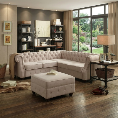 Chesterfield Couch Polster Sofas Klassischer Textil Schaffhau Dekor Ecksofa