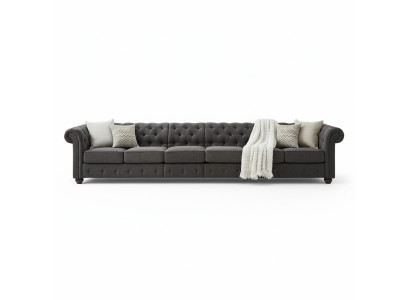 XXL Big Sofa Couch Chesterfield 480cm Polster Sofas 9 Sitzer Leder Textil  #265