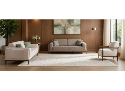 Zeitgenössische Sofagarnitur Polstersofas Designer Textilsessel 3tlg
