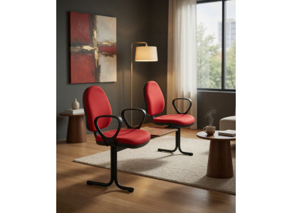 Zwei Sitzer Bürostuhl Rot Mit Tisch Armlehnen Büro Design