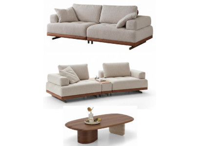 Wohnzimmer Set Moderner Stil Bequemes Sofa Beige Stilvolles Design