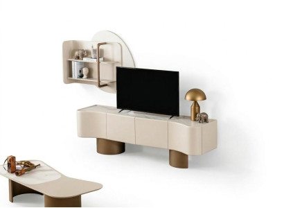 Wohnzimmer Set Moderner Stil Beige Minimalistisches Design Holzrahmen