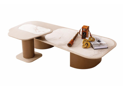 Wohnzimmer Set Moderner Stil Holzgestell Beige Farbe Elegantes Design