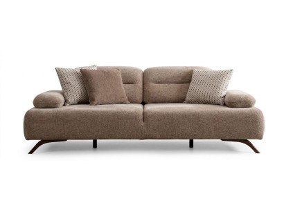 Wohnzimmer Sofa Moderner Stil Beige Holzgestell Kissen Entspannend