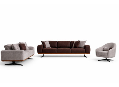 Wohnzimmer Set Moderner Stil Beige Weiches Sofa Minimalistisches Design