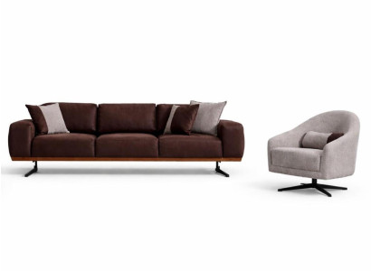Wohnzimmer Set Moderner Stil Beige Einfarbiges Sofa weiche Polsterung
