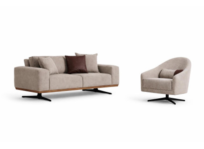 Wohnzimmer Set Moderner Stil Beige Farbe Weiche Polsterung Holzrahmen