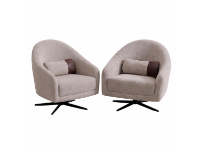 Wohnzimmer Set Moderner Stil Beige Farbe Weicher Sessel Holzrahmen