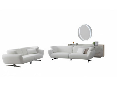 Wohnzimmer-Set Sofa Unterer Block Moderner Stil Weiße Farbe Holzfüße