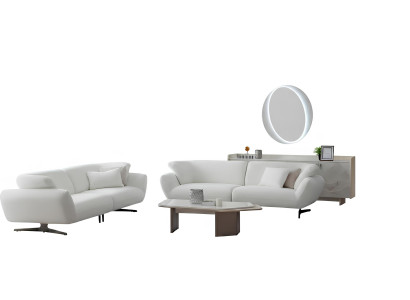 Wohnzimmer-Set Sofa Unterer Block Couchtisch Moderner Stil Weiße Farbe