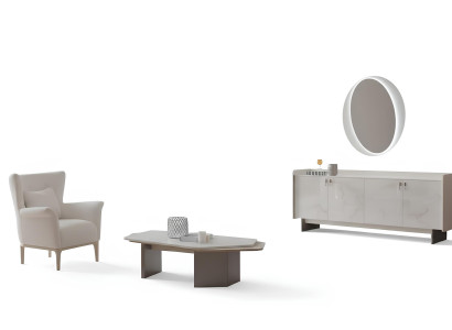 Wohnzimmer-Set Sessel Couchtisch Unterer Block Weiß Farbe Moderner Stil