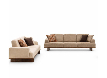 WohnzimmerSet Moderner Stil Beige Elegantes Design Weiche Polsterung