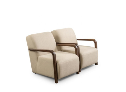 Wohnzimmer-Set Moderner Stil Beige Farbe Weicher Sessel Holzrahmen
