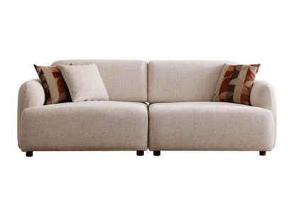 Wohnzimmer Sofa Moderner Stil Beige Holzgestell Kissen Entspannend