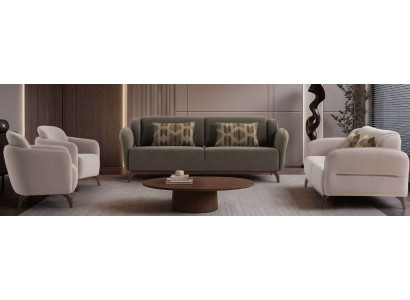 Wohnzimmer-Möbel-Set Moderner Stil Grau Holzgestell Komfortabel Weich