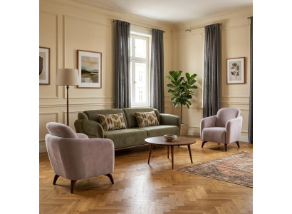 Wohnzimmer-Möbel-Set Moderner Stil Grau Holzgestell Komfortabel Weich