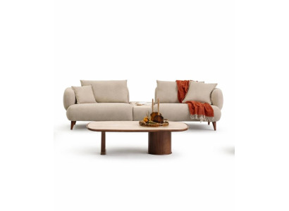 Wohnzimmer Set Moderner Stil Beige Farbe Weiche Polsterung Holzrahmen
