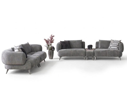 Wohnzimmer Set Moderner Stil Grau Farbe Elegantes Design Holzrahmen