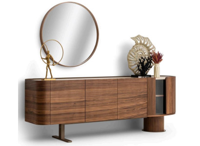Wohnzimmer Set Moderner Stil Braune Farbe Holzrahmen Geräumige Konsole