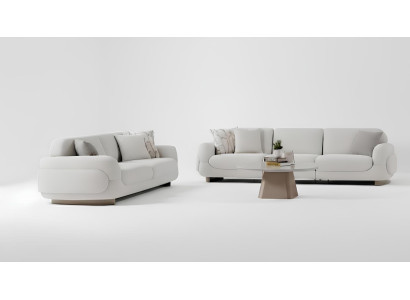 Wohnzimmer-Set Sofa Couchtisch Weiß Farbe Moderner Stil Holzrahmen Neu