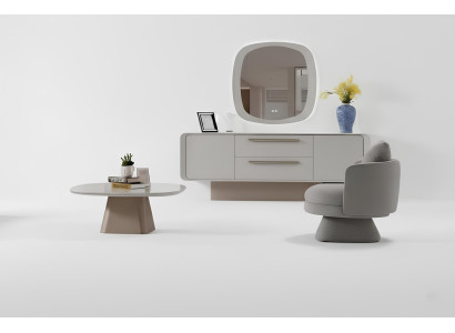 Wohnzimmer-Set Sessel Couchtisch Unterer Block Oberer Block Weiß Farbe
