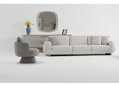 Wohnzimmer-Set Sofa Sessel Unterer Block Oberer Block Weiß Moderner Stil