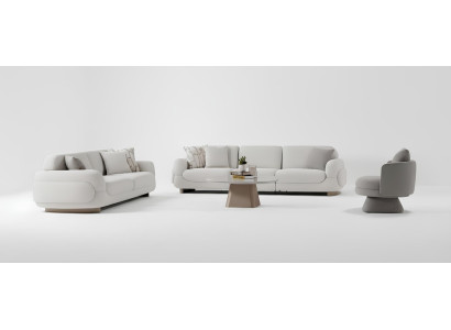 Wohnzimmer-Set Sofa Sessel Couchtisch Weiß Moderner Stil Modular Neu