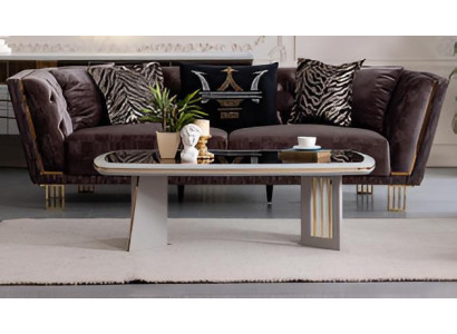 Wohnzimmer Set: 3-Sitzer Sofa & Design-Couchtisch, Luxuriöses Design