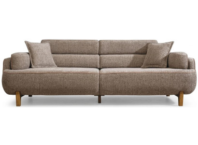 3 Sitzer Sofa Stoffbezug Holzgestell mittlere Festigkeit Kissen Neu